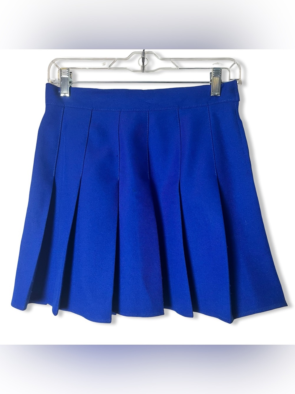 Vtg Royal Blue Pleated Cheerleading Skirt No Tag Side Zip Cheer Uniform Sz XS